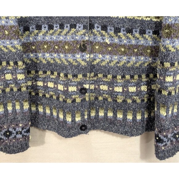 Croft & Barrows Women's Cardigan Blue Multicolor Fair Isle Sweater Size 1XL Boho - Picture 12 of 16